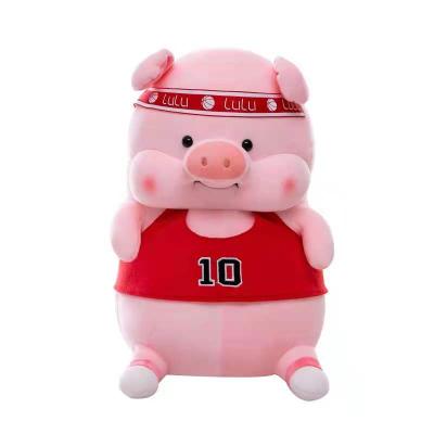 China Cute Fun 80cm Pig Plush Pillow Holiday Birthday Gift Lager Size Animal Stuffed Plush Toy Cartoon Basketball Team Jersey For Girls for sale