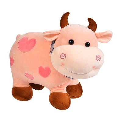 China Cute Sleeping Fun Milk Cow Plush Toys with Soothe Rag Dolls Birthday Gift for Kids Friends Home Decoration Stuffed Plush Toy for sale