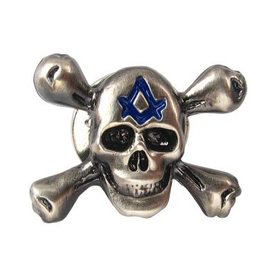 China Custom Antique Silver Enamel Pin Manufacturer Lapel Pin Europe 3D Skull Design Pin for sale