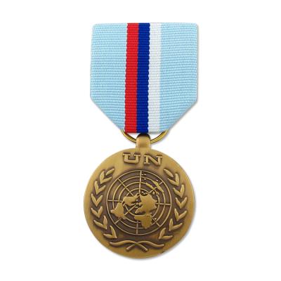 China Promotional Unique Europe United Nations Medal With Short Ribbon Drape for sale