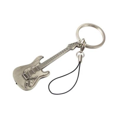 China Promoational Toys Custom Guitar Shape 3D Design Keychain Supplier Metal Guitar Key Chain for sale