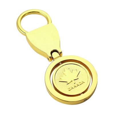 China Antique Custom Gold Plated 360 Degree Rotary Shiny Laser Engrave Metal Key Ring for sale