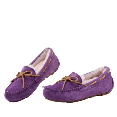 China Flat Ladies Fashion Sheepskin Waterproof Moccasin Shoes for sale