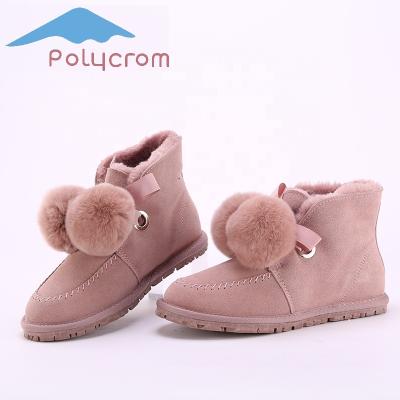 China Fashion Trend Winter Flat Heel Waterproof Fur Striped Snow Short Boots Ankle Winter Boots For Ladies for sale