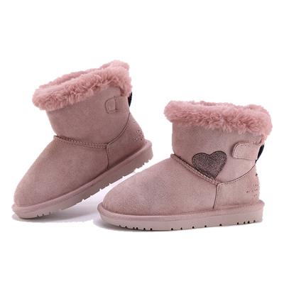 China Breathable Kids Fashion Genuine Leather Kids Snow Boots Winter Boots For Kids for sale