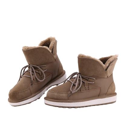 China Breathable Genuine Leather Boots Bandage Fancy Winter Boots For Ladies for sale