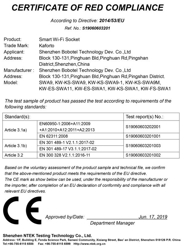 CE - Shenzhen Bobotel Technology Dev. Co., Ltd.