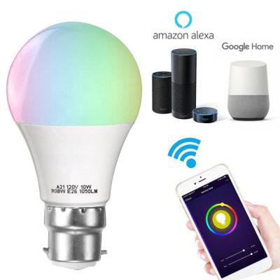 China 2020 smart dimmable tuya google home alexa bulb e26 e27 b22 9W rgb indoor lighting tuya bulb for sale