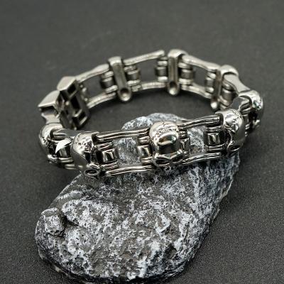 China Retro Link Fashion Classic Silvery Avant-garde Death Skull Unique Tending Chains Punk Bracelet for sale