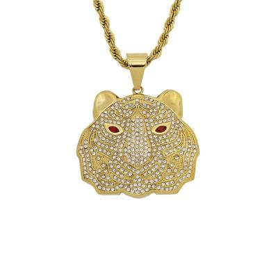 China 2022 New Product Environmentally Friendly High Polished 18k Gold Plated Stainless Steel Hip Hop Tiger Pendants for sale