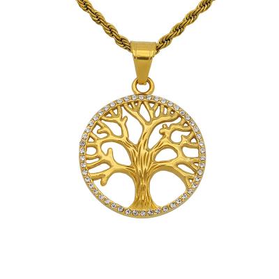 China Beautiful Environmental Friendly High Quality 18k Gold Plated Stainless Steel Charms Shape Tree Unisex Gold Pendant for sale