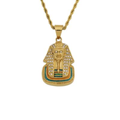 China 2022 High Quality Environmentally Friendly Full Diamond Ice Off Stainless Steel Fashion Occult Pharaoh Unisex Pendants for sale