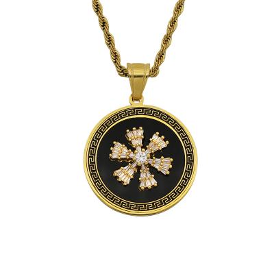 China CLASSIC Unique Shiny Black Epoxy Rhinestone Flower Luxury Gift Gold Plated Jewelry Stainless Steel Jewelry for sale