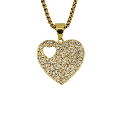 China Environmental Friendly Hollow Heart Ice Coin Love Simple Luxury Missing 18k Gold Plated 316 Stainless Steel Romantic Pendant for sale