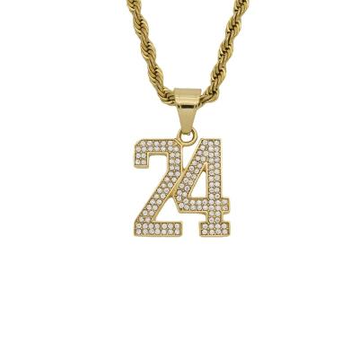 China Environmentally Friendly 24 Best Basketball Player Forever 18k Gold Plated 316 Stainless Steel Kobe Ice Number Pendant for sale