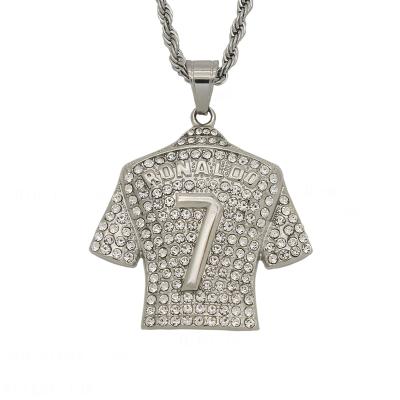 China Legendary Hiphop No.7 Football Star Cristiano Ronaldo Full Rhinestone Stainless Steel Ice Out Tank Top Jewelry for sale