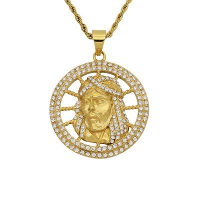 China Religious High Quality Christian Belief Jewelry Dear Lord's Disc Ice Gold Jesus Pendant Stainless Steel for sale