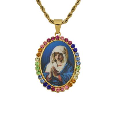 China 18k Gold Virgin Mary Jesus Mother Christian Belief 3d Religious Decoration Pendant Blessing Stainless Steel Jewelry for sale