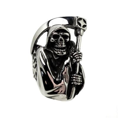 China Hot Cold Environmentally Friendly Sickle Titanium Skull Reaper Stainless Steel Men's Punk Ring Retro for sale