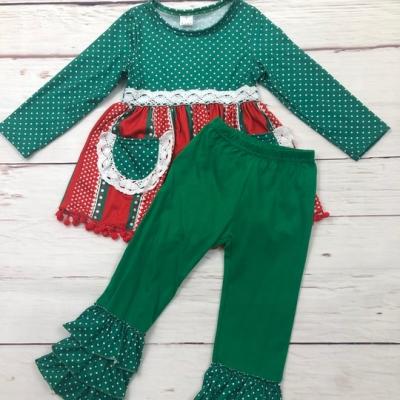 China Casual Boutique Girl Sets Boutique Girl Christmas Outfits Two Piece Pants Sets Lace Up Print Boutique Girl Clothes for sale