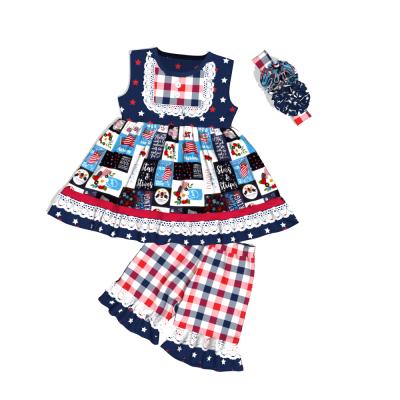 China New Arrival Comfortable Children's Clothing Set 4th July Girl's Boutique Outfits Summer Wholesale Girls 2pcs Clothing for sale