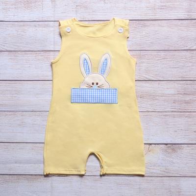 China Breathable/Comfortable Easter Bunny Embroidery Cute USA Baby Boy Kids Clothes For Newborn Toddlers Cotton Knit Sleeveless Romper for sale