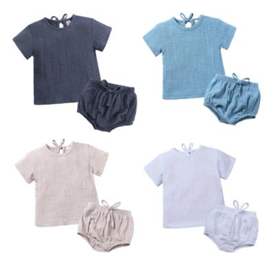 China Breathable/Comfortable Kids Boys Clothes 2021 Newborn Baby Boy Outfits Cotton Canvas T-shirts Shorts Pajamas Summer Kids Clothing for sale