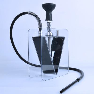 China Wholesale Luxury Clear Transparent Shisha Square Borosilicate Glass Stem Hookah Instant Light Hookah for sale