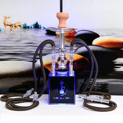 China 2022 Hot Selling Acrylic Colored Led Sheesha Hookah 4 Lights Hookah Shisha Smoking New Arrival Chicha Square Pipes For Party Sheesha for sale