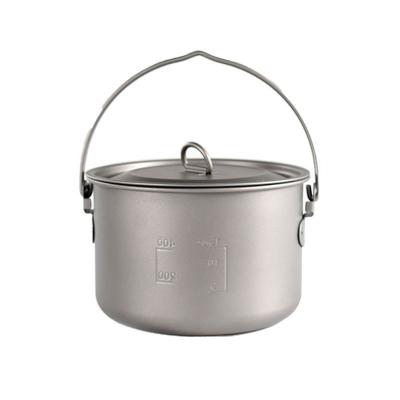 China Castle Crest 1950ml camping titanium lightweight outdoor pot with hanging wire folding handle light weight titanium cookware for sale