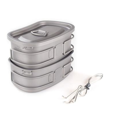 China Outdoor Lightweight Castle Crest Titanium Portable Bowl 2 in 1 Camping Trave Cutlery Set Tablewarelery Set for sale