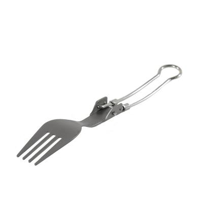 China Castle Crest Lightweight Outdoor Camping Picnic Cutlery Ultralight Titanium Fork With Folding Handle for sale