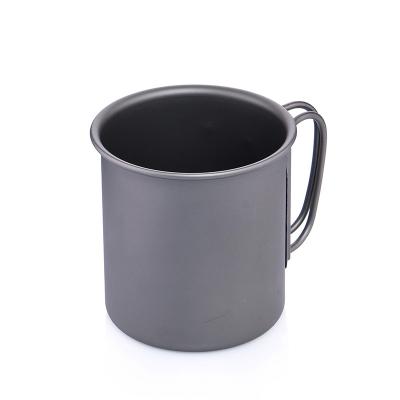 China Crest 450ml Castle Lightweight Outdoor Water Cup Portable Lightweight Titanium Cup With Folding Handle for sale