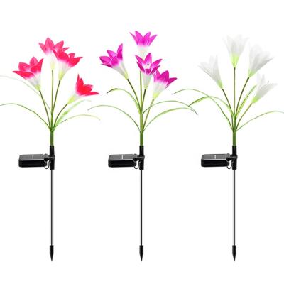 China Modern Led Spike Lamp New Type Solar Lily Flower LED Lantern Outdoor Garden Decoration Stake Lamp for sale