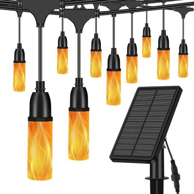 China Eco-friendly IP65 Waterproof 10 Solar Flame Light Bulbs Outdoor Flickering String Lights With USB Port for sale