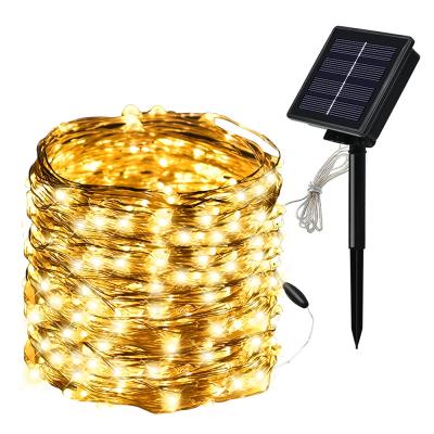 China Amazon Hot Selling Hanging Copper Wire Solar Waterproof Led Fairy Lights String Light Warm White 200LED for sale