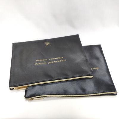 China Fashion wholesale custom made satin wig bag zipper pouch drawstring gift satin bag with logo for hair bundles handbags clothes for sale