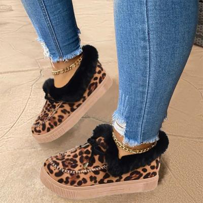 China New Trending Ins Fashion Flat Ankle Brown Brown Pink Black Casual Fur Short Short Flat Boots For Woman Winter for sale