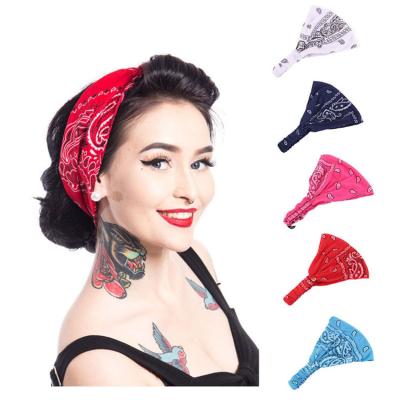 China Multifunction New Women Fashion Sports Head Wrap Scarf Headwrap Hair Accessories Paisley Bandana Design Hair Accessories Headbands Wholesale for sale