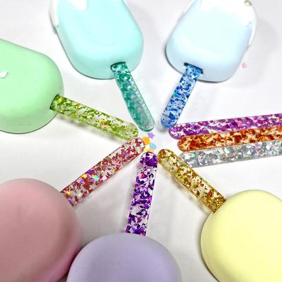 China Sustainable Acrylic Ice Cream Sticks Glitter Popsicle Sticks Hand Made DIY Kid Craft Ice Cream Mold Decor For Festival Party for sale