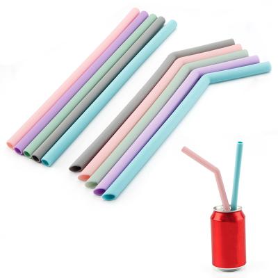 China Silicone Viable Reusable Straws Set Extra Long Flexible Straws With Cleaning Brushes Collapsible Bar Party Drink Straws for sale