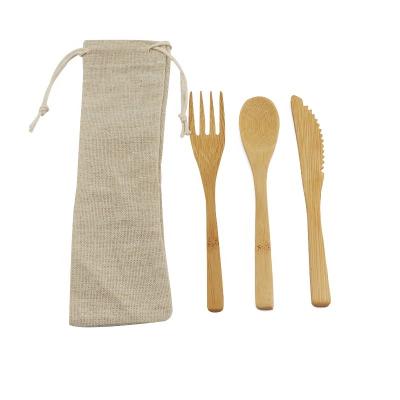 China Sustainable Bamboo Cutlery Set Of 3 With Portable Bag Goes To Increase Compostable Recycling Supplying Bamboo Cutlery for sale