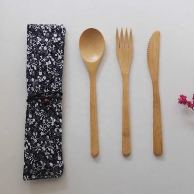 China Disposable Bamboo Cutlery Disposable Restaurant With Bamboo Handle Set for sale