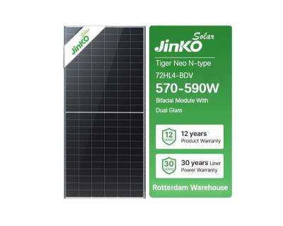 China Monocrystalline Silicon Jinko Solar Panel 550w 570w 575w 580w 585w 590w 600w Bifacial Jinko Tiger Neo N-type 72HL4-BDV 570-590 Watt Solar Panel for sale