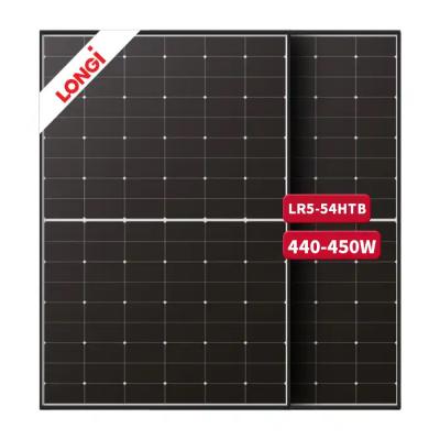 China Monocrystalline Silicon longi LR5-54HTB 440~450M full black new hi mo 6x pv module price 440W 450 watt 445w home roof solar panel for sale