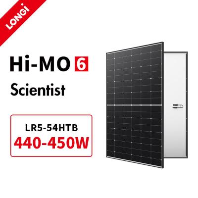 China Monocrystalline Silicon longi LR5-54HTB 440~450M full black new hi mo 6x pv module price 440W 450 watt 445w home roof solar panel for sale