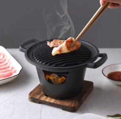 China Easily Assembled Japanese Mini Small Yakiniku Tabletop BBQ Grill With Wooden Base for sale