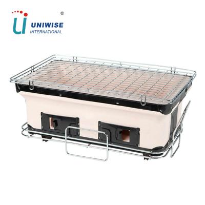 China Easily Assembled Japanese Rectangle Ceramic BBQ BBQ Grill Clay+Charcoal Shichirin Hida Konro for sale