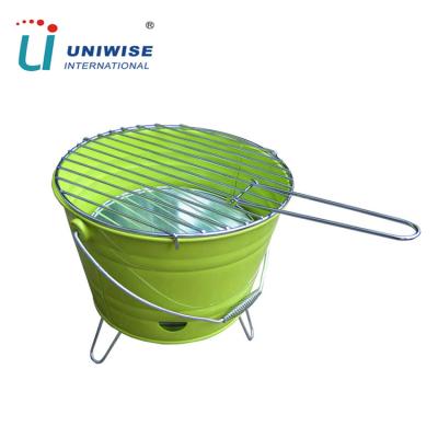 China Easily Assembled Multicolor Mini Charcoal BBQ Grill Bucket with Removable Handle and Legs for Outdoor Cooking for sale