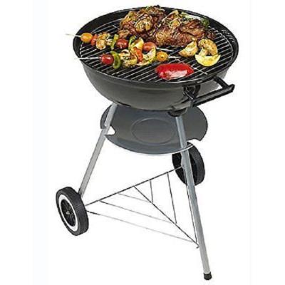 China Easily Assembled Portable Charcoal BBQ Kettle Grill Cart with 2 Wheels Round Storage Compartment Ash Tray BBQ Grill Lid for sale